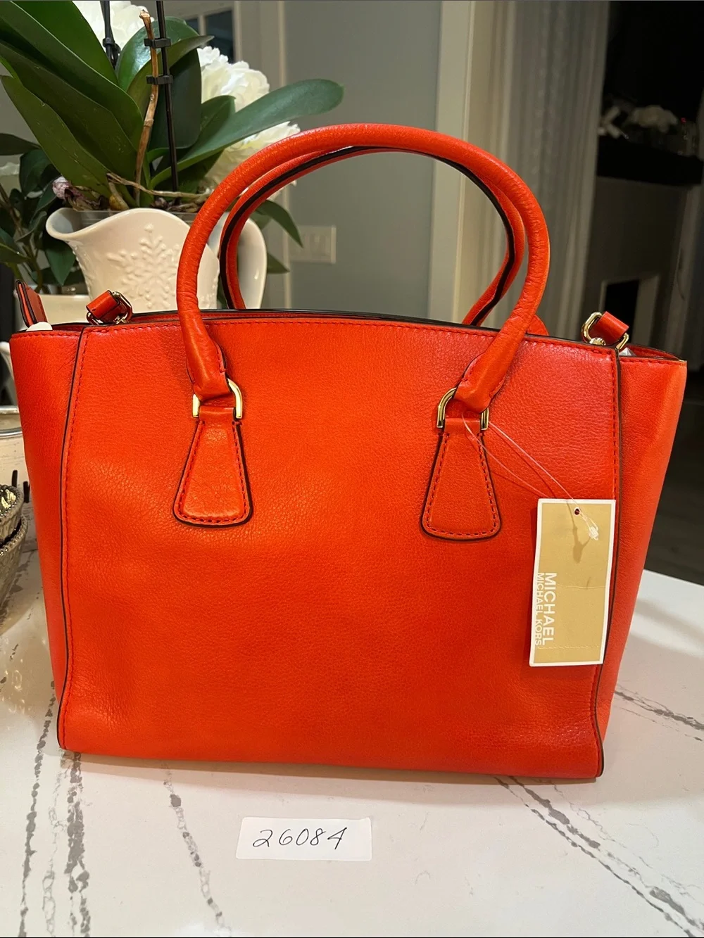 Michael Kors Sophie Mandarin Leather Satchel with MK Charm